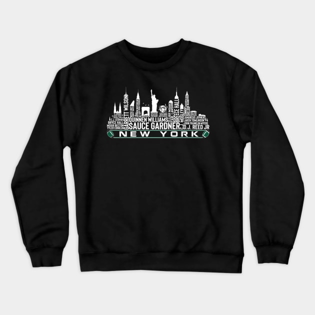 New York Football Team 23 Player Roster, New York City Skyline Crewneck Sweatshirt by Legend Skyline